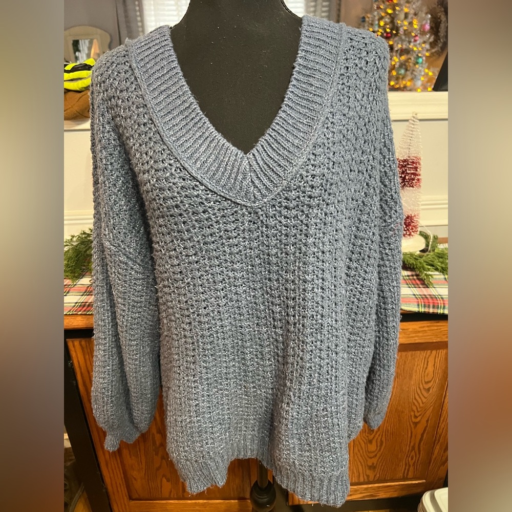 SO Women's V-Neck Sweater in Soft Blue